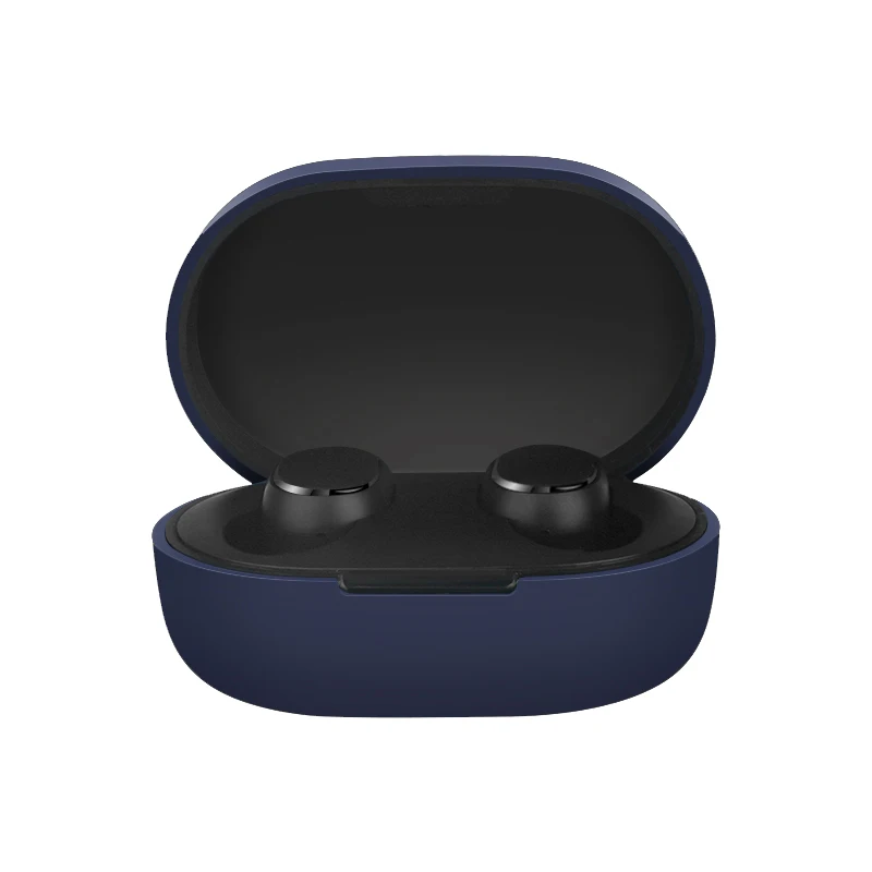 Dark blue Силиконовый чехол для наушников Для Xiaomi Redmi AirDots Чехлы для беспроводных Bluetooth Redmi Airdots Затычки для ушей Гарнитура Аксессуары Нескользящие - Цвет: Dark blue