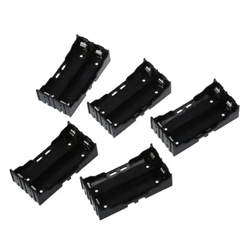 

LBER 5 Pcs Black Plastic 2 x 3.7V 18650 Batteries 4 Pin Battery Holder Case