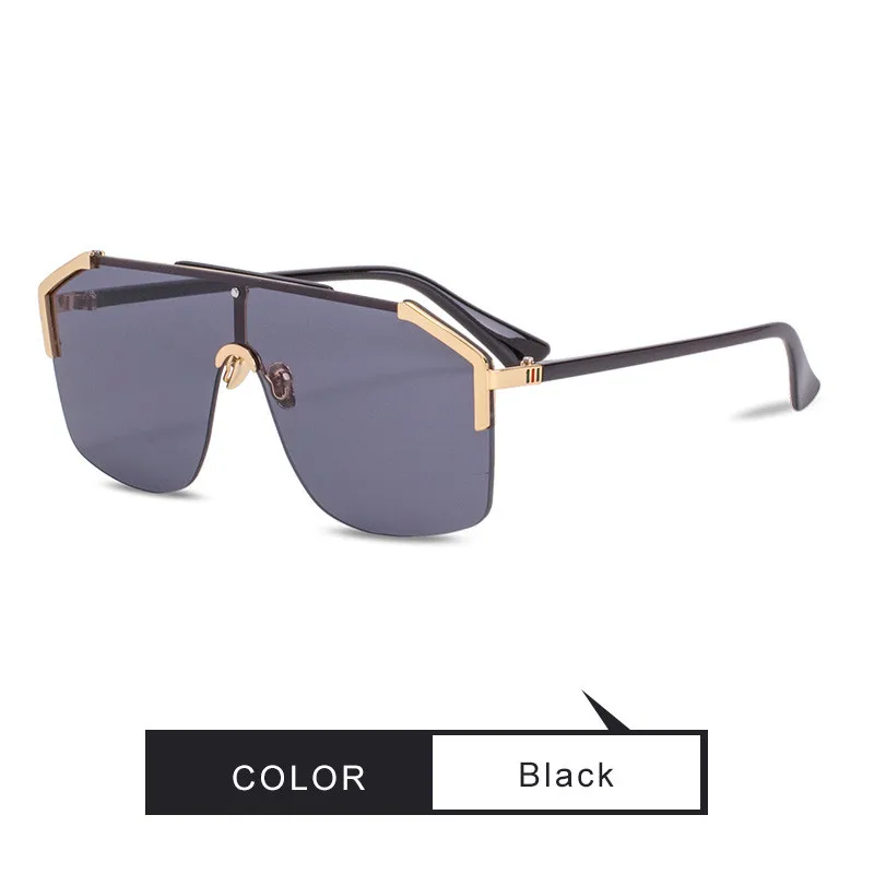 Zerosun Fashion Sunglasses Women Men Mirror Steampunk Sun Glasses for Woman Oversized Shades Unisex Hip Hop One-piece Lens - Цвет линз: Черный