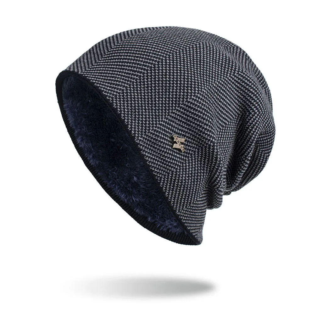Одноцветная унисекс Шапка-бини для мужчин и женщин, зимняя модная теплая объемная мешковатая эластичная громоздкая шапка Skully, повседневная верхняя одежда, шапка - Цвет: Тёмно-синий