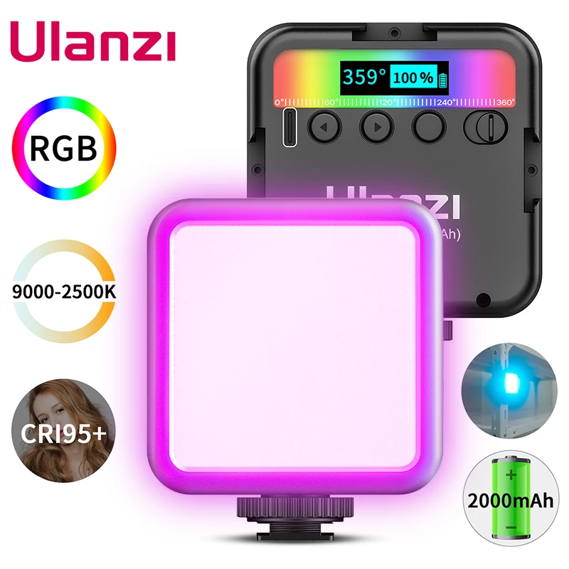 

Ulanzi VL49 RGB LED Video Light 2500K-9000K With Cold Shoe Photographic Lighting Vlog Fill Light For Smartphone SLR DSLR Camera