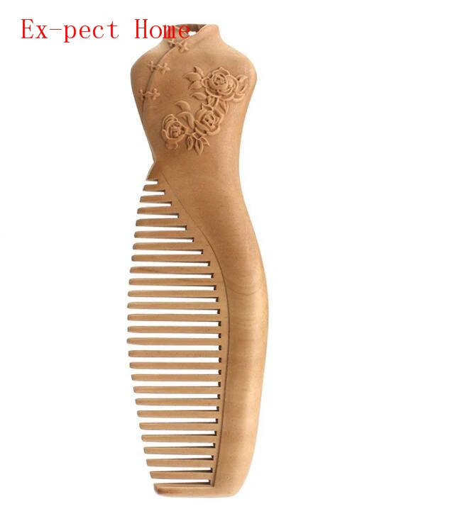 

30pcs Hand-carved Peach Wood Craft Comb for Hair Cheongsam Massage Combs Hair Brush Styling Tools Party Gift