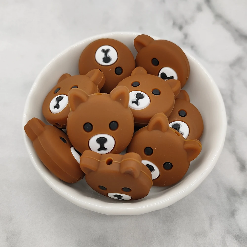 Черный кофе 10 шт./лот, Детские Прорезыватели для зубов, бусины, голова медведя, силиконовая соска с бусами, клипсы, цепочка, сделай сам, ожерелье, цепочка для соски - Цвет: Черный кофе