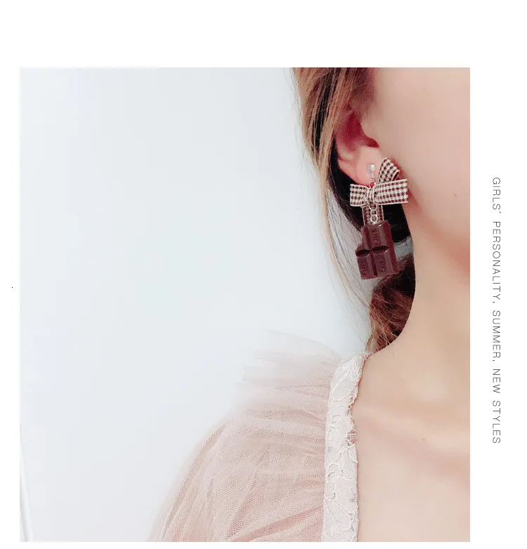 Korean New Chocolate Exquisite Handmade Cute Sweet Ear Pierced Ear Clip For Woman&girls Fashion Jewelry Wholesale