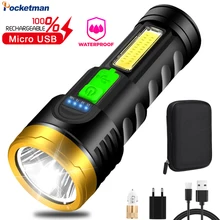 

Super Bright Led Flashlight Outdoor Long-range Torch Lantern Multi-function LED USB Rechargeable COB Work Light