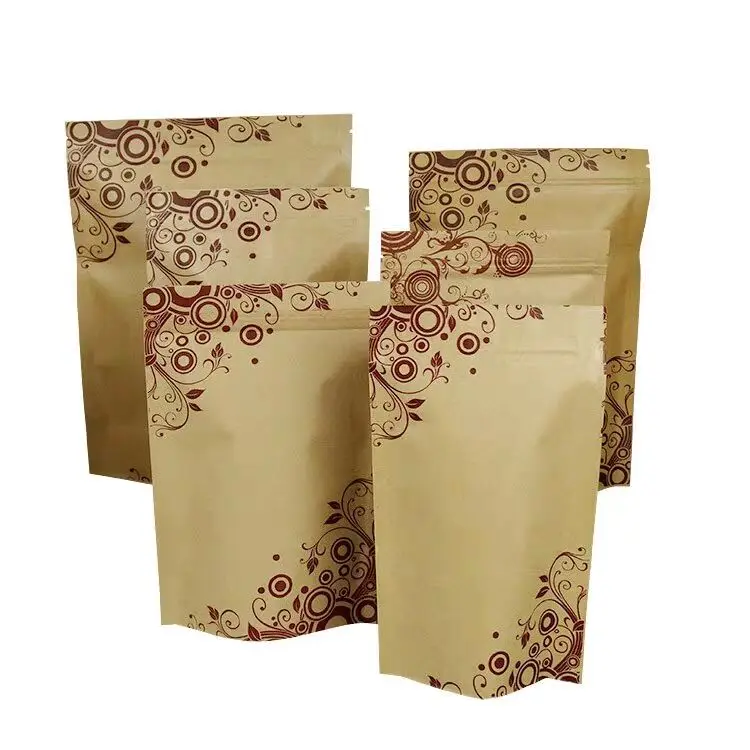 

100pcs Kraft Paper Zipper Bag For Tea Powder Nut Food Cookie Packaging Zip Lock Bags Party Favor Storage Bag