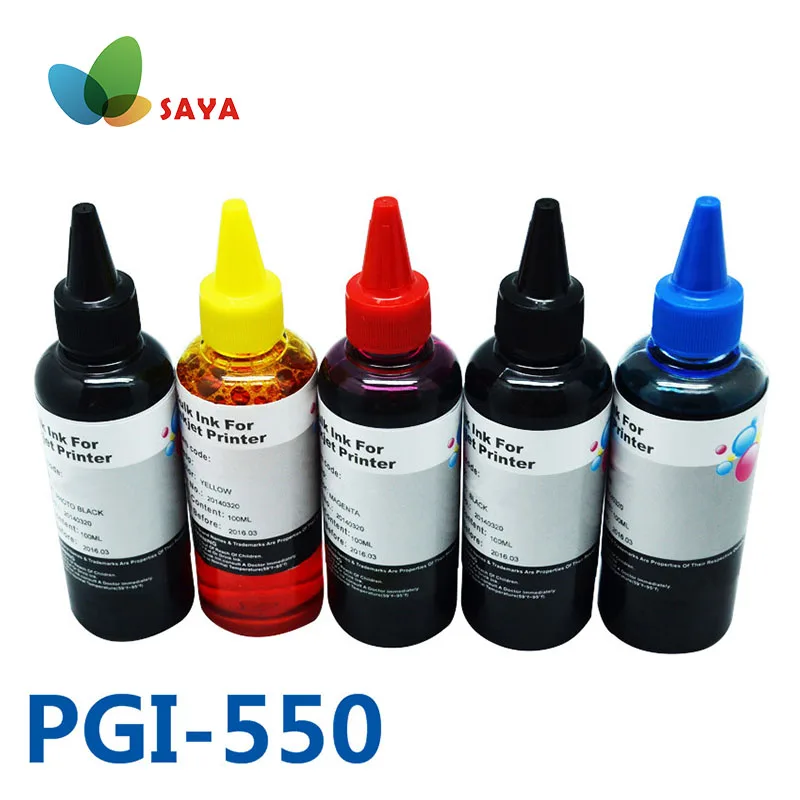 5X100Ml Pgi550 Kit Di Ricarica Di Inchiostro Bulk Inchiostro Per Stampante Per Canon Pixma Ip7250 Ip8750 Mg5450 Mx725 Mx925 Mg6450/Mg5550/Ix6850/Mg565