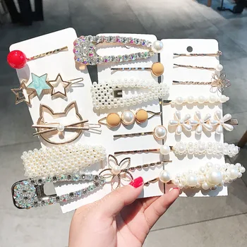 

6Pcs/lot More styles hot Fashion alloy pearl exquisite simple hair clip Barrette Headbands Girls Hair accessories Headwear