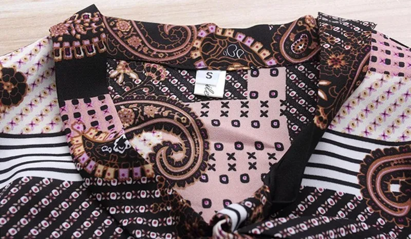 Boho Стиль женские шифоновые рубашки с длинным рукавом Офисная Женская рабочая блуза цветочный принт бант на шнуровке Свободный дышащий Топ рубашка 4XL
