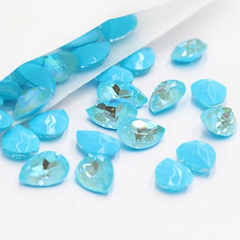 

4X6mm Drop Shape Glue On Nails Rhinestones Colorful Mocha Crystals Strass K9 Glass Pointback Glue Crystals DIY Art Crafts
