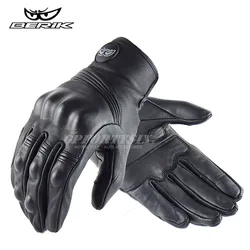 BERIK Genuine Leather Unisex Motorcycle Protective Gloves - Retro Perforated Design - XXL (Leather Black)