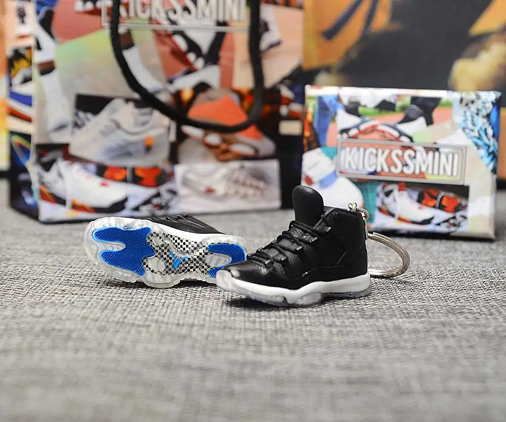 Дропшиппинг индивидуального поколения AIR JORDAN 11 низкая зеленая змея кожа 3D кроссовки фигурный брелок сумка Подвеска парный брелок - Цвет: a pair w metal ring