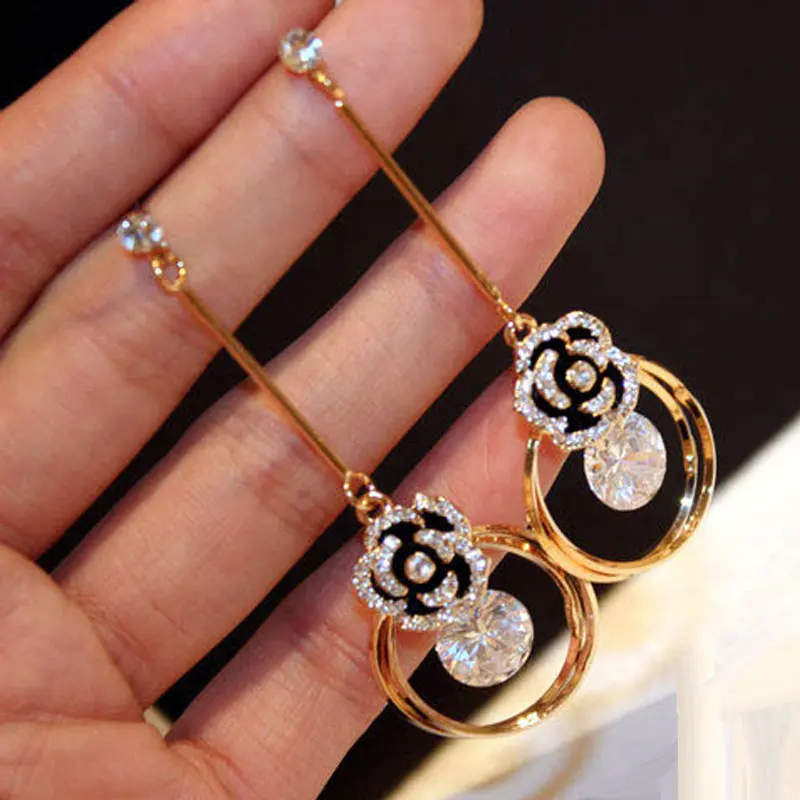 Luxury S925 Silver Crystal Earring Charms Pearl CC Earrings For