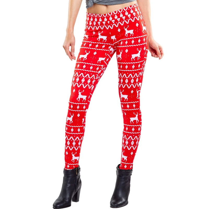 Christmas Legging Pants Womens Winter Skinny Elastic High Waist Leggings Female Printed Casual Slim Fitness Leggin Pants