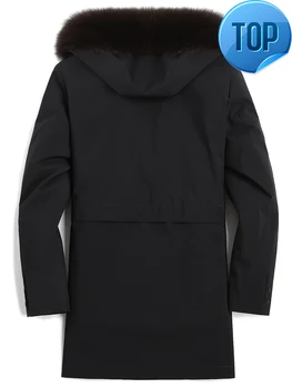 

Fur Parka Real Coat Men Natural Mink Fur Liner Winter Mens Mink Coat Hooded Fox Fur Collar Long Parkas 9817173 KJ3105