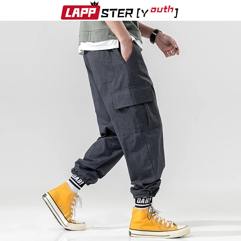 

LAPPSTER Men Harajuku Harem Pants 2019 Streetwear Hip Hop Cargo Pants Mens Vintage Pocket Joggers Pants Black Track Pants 5XL