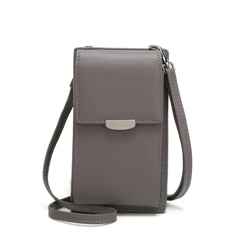 Многофункциональная сумка-мессенджер для девушек, кожаный кошелек для телефона, мини-сумка через плечо, сумка на ремне для отдыха, маленький карман - Цвет: Grey