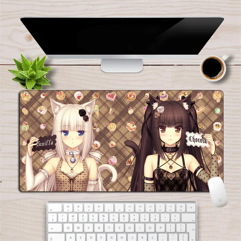 

60x30cm Anime Mousepad Chocola Nekopara Lovely Girl Locking Edge gaming mouse pad Speed Gamer Durable Laptop Notebook desk mat