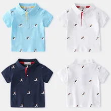 Летняя модная детская одежда в Корейском стиле для мальчиков; детская футболка-поло с короткими рукавами из чистого хлопка с принтом щенка; топы;