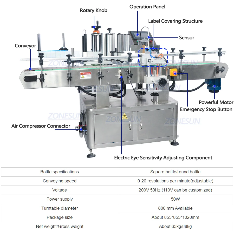 ZONESUN ZS-FAL180A8 Full Automatic Liquid Juice Water e-liquid Essential oil Bottle Filling Capping and Labeling Machine Line