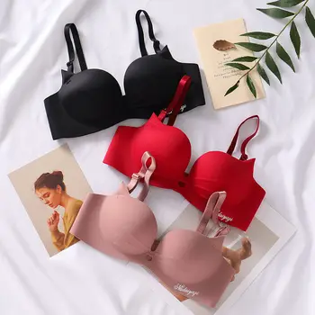 

BEFORE Solid Color Comfortable Push Up Bra Wireless Seamless Without Steel Ring Women Lingerie Adjustable Shoulder Strap Bras