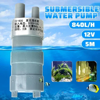 

5M 840L/H High Flow Water Pump Mini Submersible Water Pump Motor For Camper Caravan Motorhome Fish Tank Change Water Mute 12V