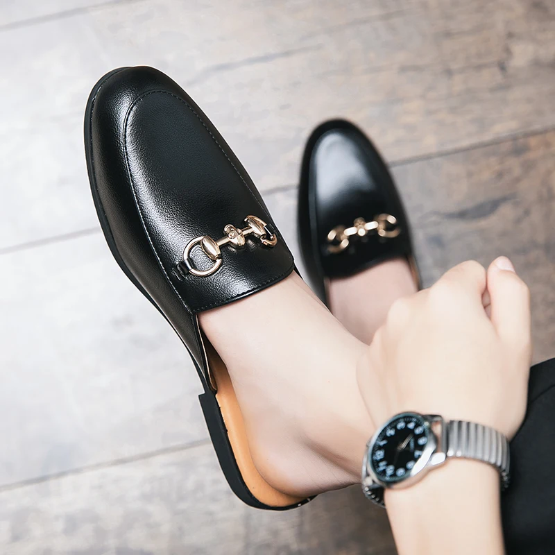 Zapatos de verano para hombre, mocasines negros, informales de charol para conducir, mocasines ligeros, Sandalias planas de talla grande - Calzado