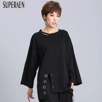 

SuperAen Europe T Shirts Women 2020 Spring and Summer Wild Cotton New Ladies T Shirts Fashion Long-sleeved Casual Tops Female