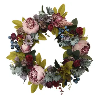 

1pc Door Hanging Wreath Simulation Peony Flower Wedding Garland Home Decoration