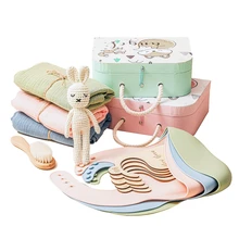 

1Set Bath Toys Set Kid Swaddle Wrap Baby Milestones Brush Rattle Bracelet Bibs Photography Supplies Birth Gift Product