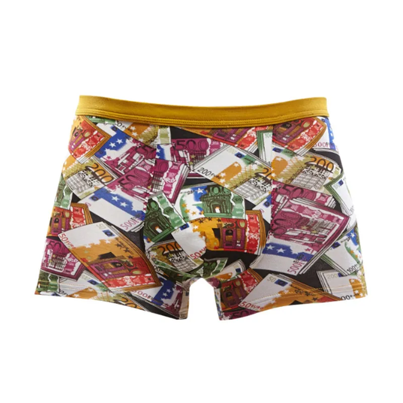 Popular New Men's Money Printed Modal Boxer Shorts Mid Waist Breathable Underpants Durable Wear Resistance (3)