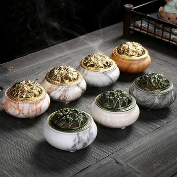 

Vintage Ceramic Incense Burners Portable Porcelain Censer Buddhism Incense Holder Home Tea House Yoga Studio