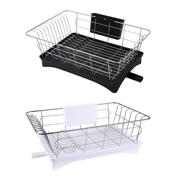 

2-Tier Dish Drying Rack Stainless Steel Dish Rack with Drainboard Swivel Spout