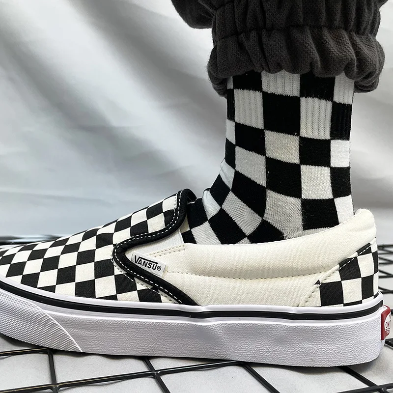 Socks Funky Harajuku Mens Checkerboard Geometric Checkered Men Hip Hop Cotton Streetwear Novelty Gift for Man | Мужская одежда