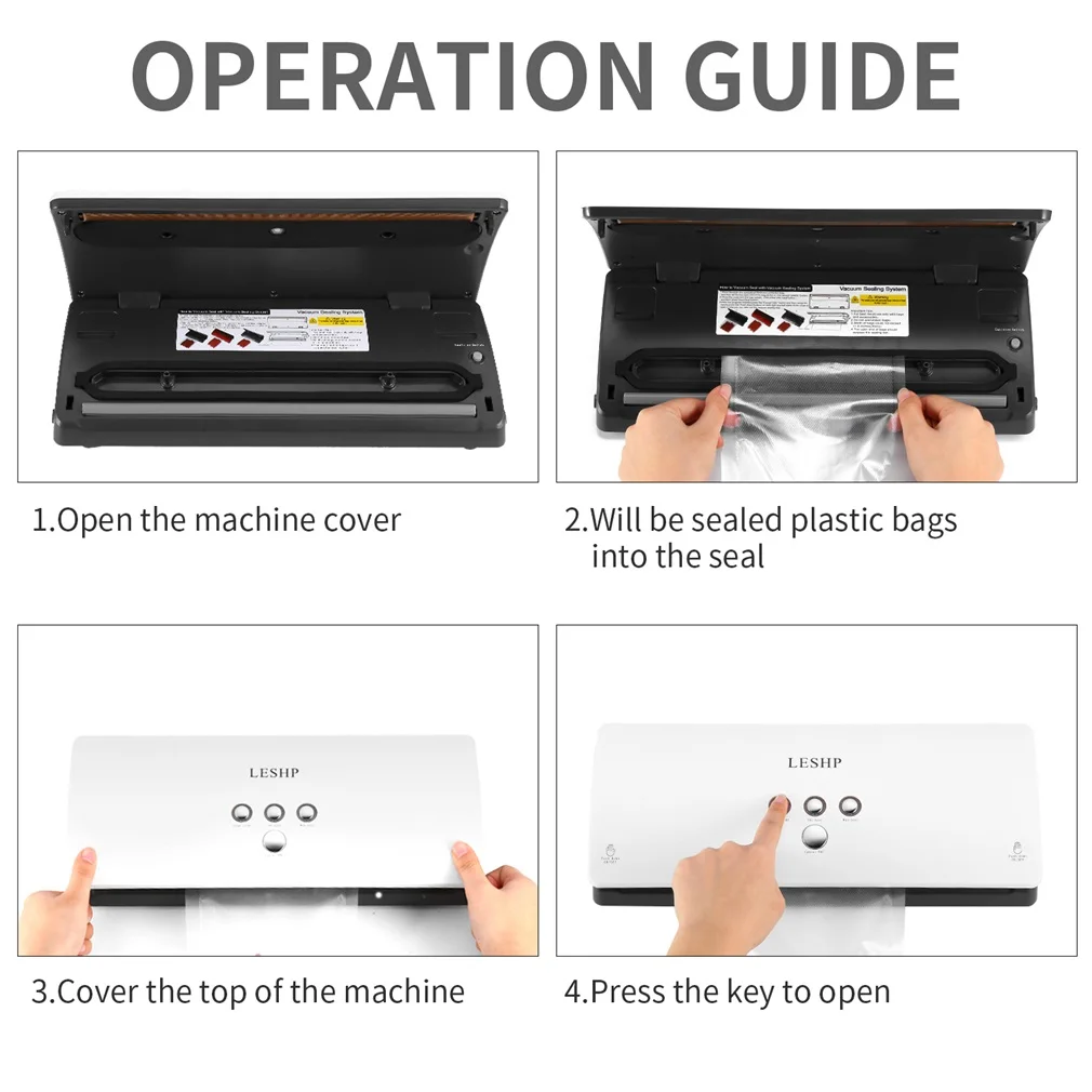 LESHP портативный компактный простой операции вакуумный герметик запайки машина для домашнего сохранения пищи Белый ABS