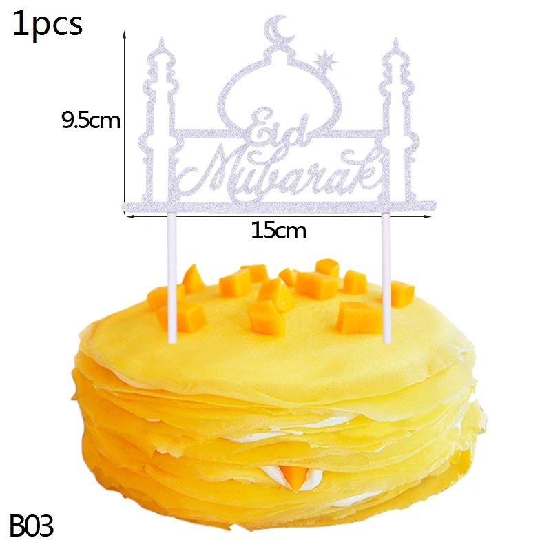 1/10 шт. цвета: золотистый Луна ИД Мубарак торт Топпер для Висячий вечерние декор, выпеченный в гофрированной формочке флаг исламский мусульманский ИД вечерние поставки - Цвет: B03-1pcs