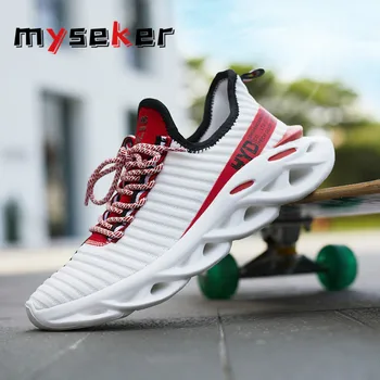 

Spring Autumn Men Sport Shoes Man Hot Summer Shoe Male Lace Up Tennis Shoes Fly Weaving Men's Sneakers Big Size Running Shoes s6