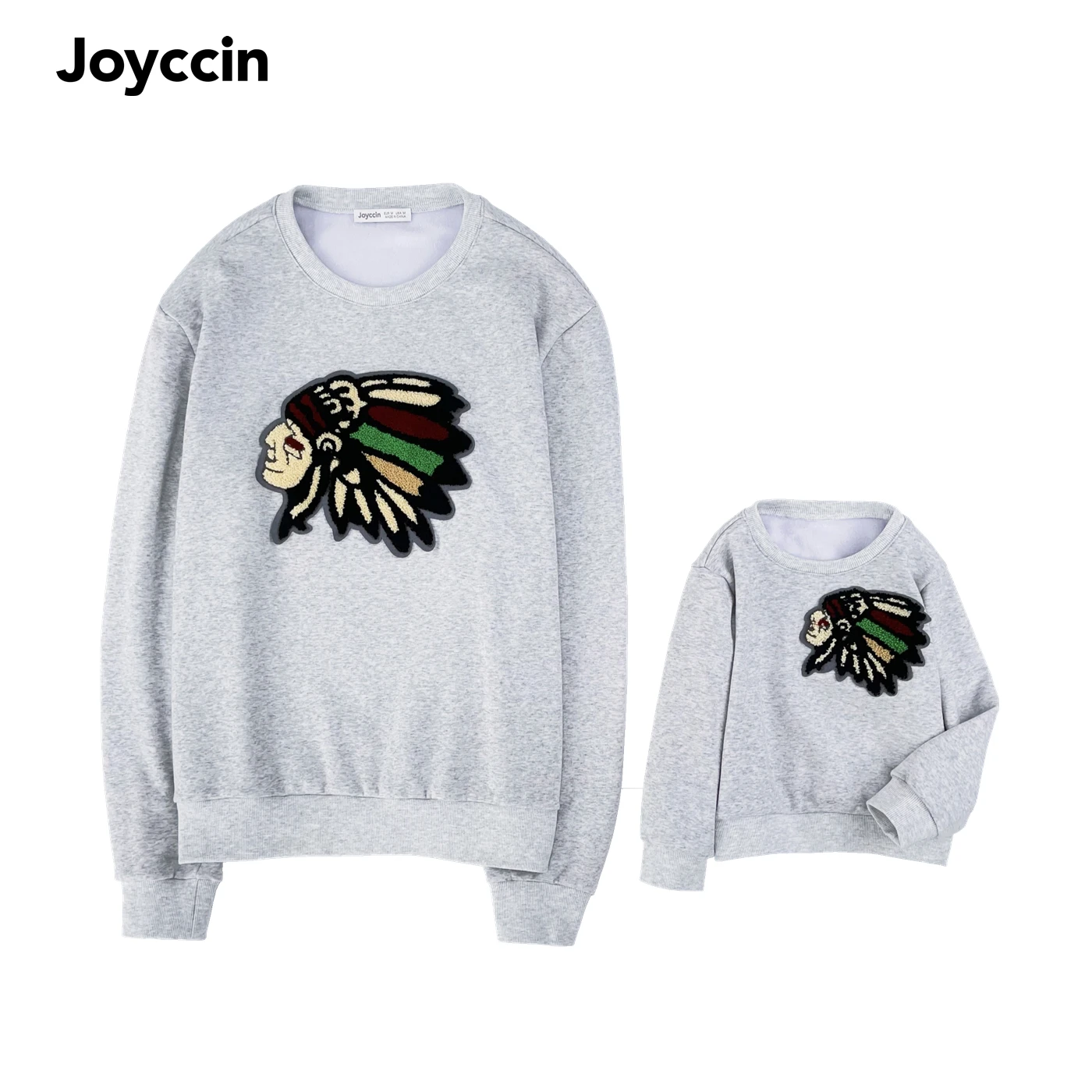 

Joyccin Family Matching Outfits Embroidery Sweatshirt Dad Son Crewneck Thick Tops Children's Clothing Men Boy Plain Pullover