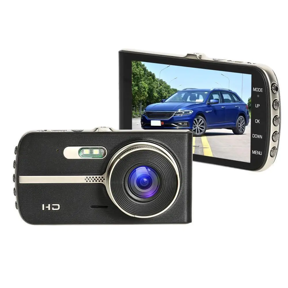 4 дюймовый FHD 1080P Автомобильный видеорегистратор с двумя объективами ночного