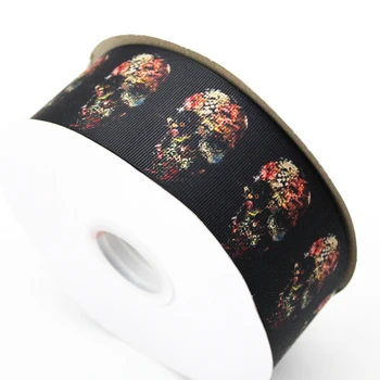 

Halloween ribbon grosgrain skull black ribbon Wedding Halloween Party Decoration Sewing Craft 9mm 16mm 22mm 25mm 38mm 57mm 75mm