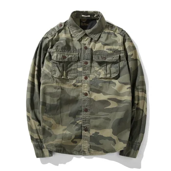 

Men Spring Fashion Vintage American Style Camouflage Overall Jackets Coats Male Chest Pockets Casual Army Military Cotton Coats
