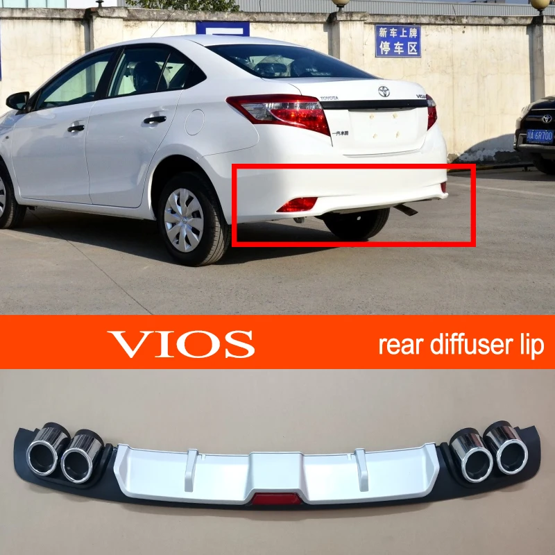 

Автомобильный задний бампер Vios 2014-2020 из АБС-пластика, серебристый/черный, задний диффузор, спойлер для TOYOTA Vios 2014-2020 седан