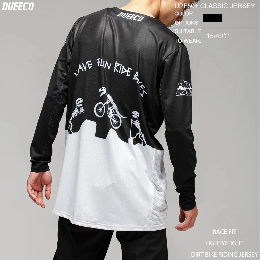 DUEECO Men's Cycling Jersey MTB Long Sleeve Jersey Mountain Bike Motorcycle Outdoor Bicycle Clothes