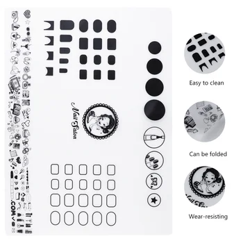 

Nails Silicone Mat Nail Art Stamping Mats Manicure Mat Nail Polish Coloring Practice Pad Nail Sticker Guide Printing Table Cover
