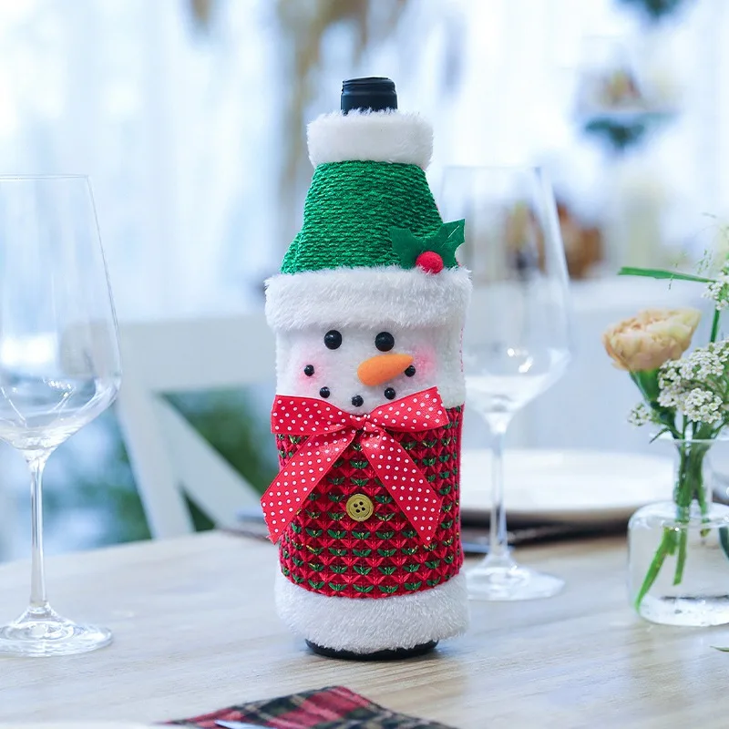 

Christmas Decorations Santa Claus Wine Bottle Cover Snowman Gift Holders Xmas Navidad Decor New Year Dinner Party Table Decors