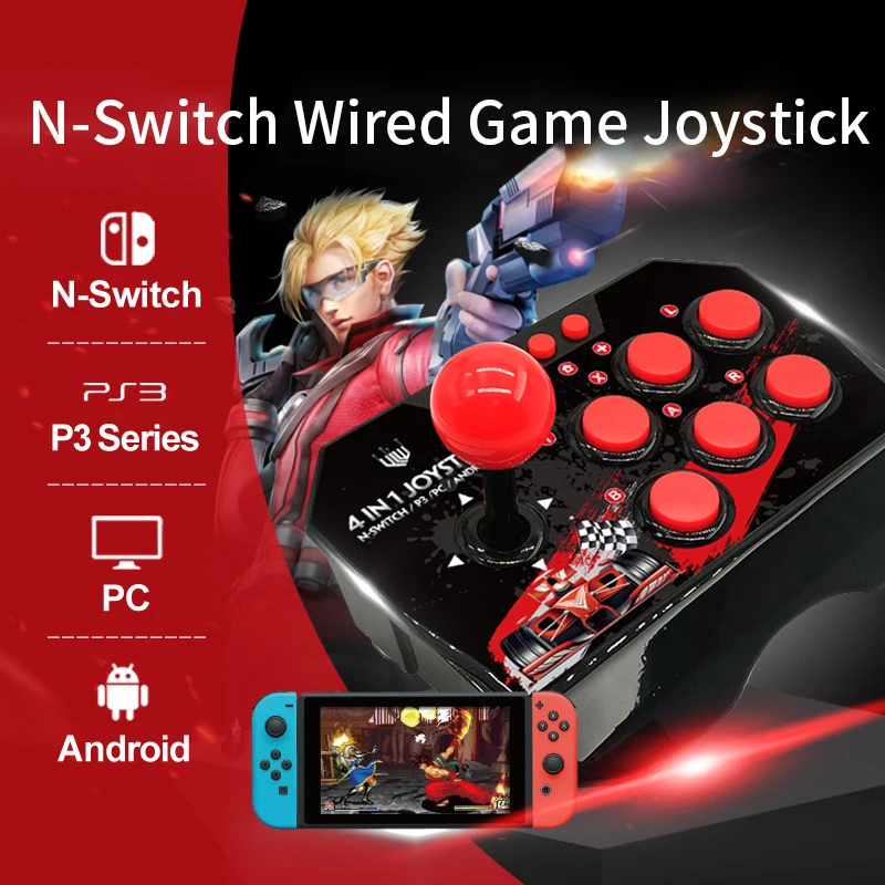 

4 In 1 USB Rocker Game Controller For NS Nintendo Switch Joystick Gamepad Handheld Fighting Stick Video Gamepads For PC/Android