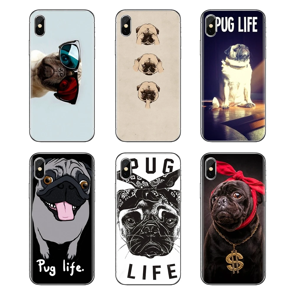 Transparent TPU Cases Covers Puppy Pug Life Dog animal For Samsung Galaxy S3 S4 S5 Mini S6 S7 Edge S8 S9 S10 Plus Note 3 4 5 8 9 |