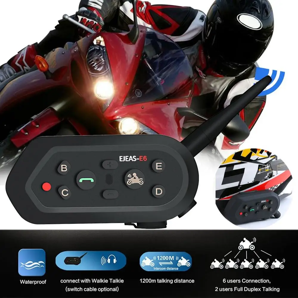 Мотоцикл для переносного приемо-передатчика Bluetooth гарнитура, наружный полно-дуплекс в режиме реального времени вызова Беспроводной для мотоциклетного шлема гарнитура E6