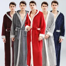 Мужской зимний фланелевый парный длинный теплый Халат с капюшоном, Женский/мужской сексуальный халат размера плюс, халаты для подружки невесты, одежда для сна