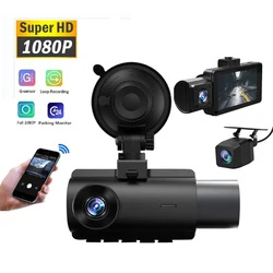 Caméra de tableau de bord 4K Ultra Dashcam, Vision nocturne, GPS WiFi, avant et arrière, 3 caméras intérieures 1080P, enregistreur de conduite Intelligent, caméra de tableau de bord pour voiture 